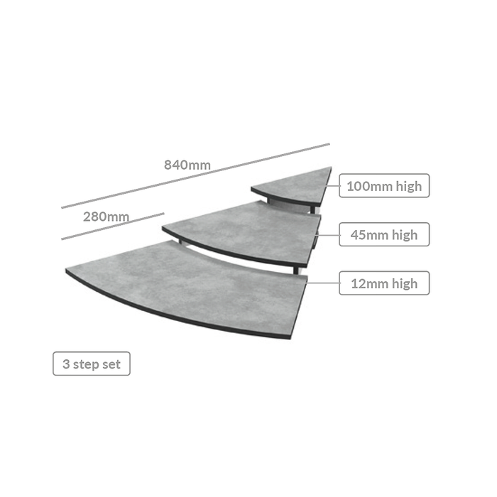 HPL Three Tier Curved Riser 1/8 Circle 563x100x795mm