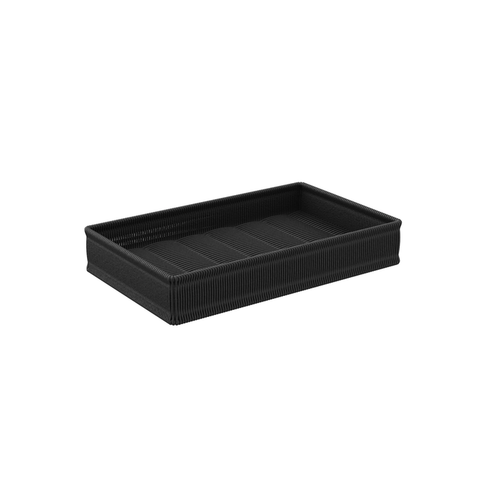 Black Poly Wicker H Basket 540 x 335 x 100mm