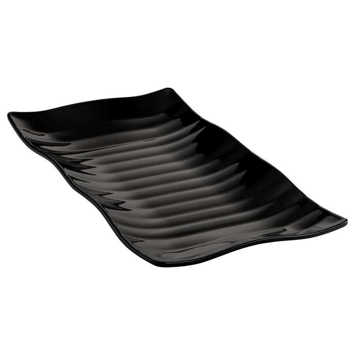 Black Melamine Wavy Platter 420x295x40mm