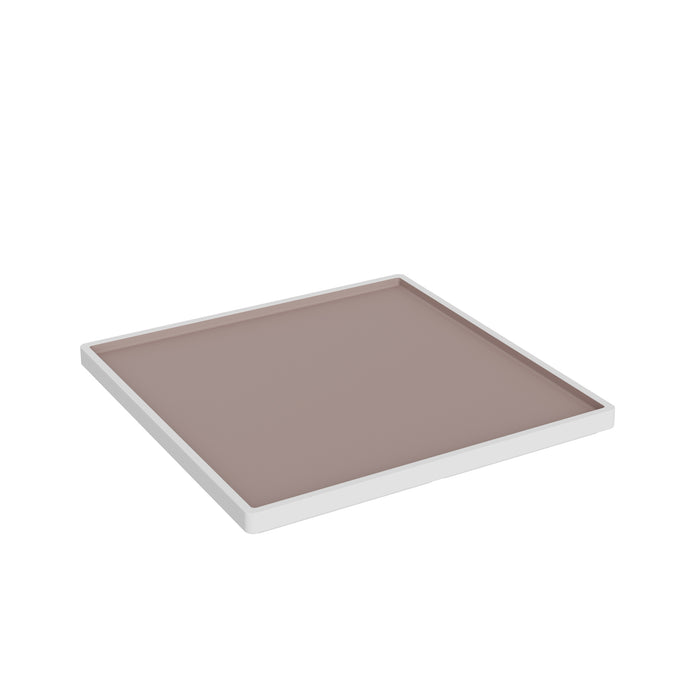 Trafalgar White and Taupe Melamine Small Square Plate 203x200x15mm