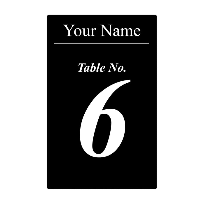 Black with White Print Table No. Ticket 86x54mm (10 Pack)