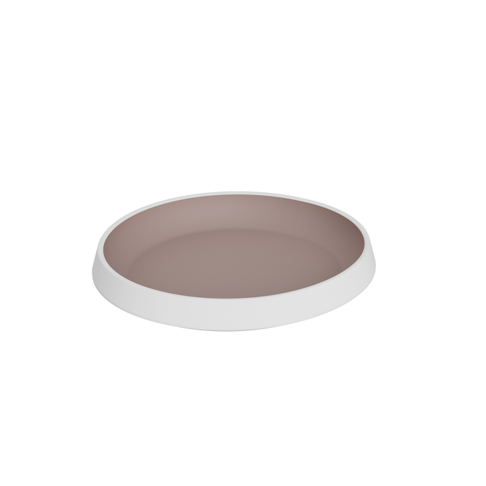 Trafalgar White and Taupe Melamine  Shallow Dish