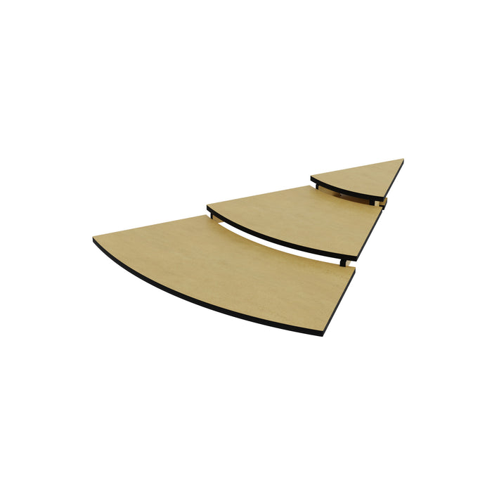 Grey HPL Three Tier Curved Riser Set 1/8 Circle 265x100x795mm
