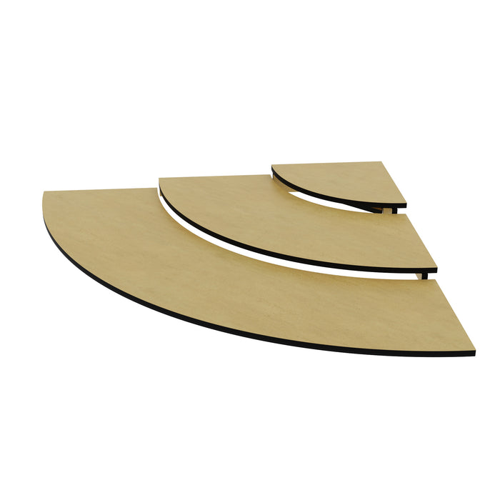 Pine HPL Three Tier Curved Riser 1/4 1124x100x795mm