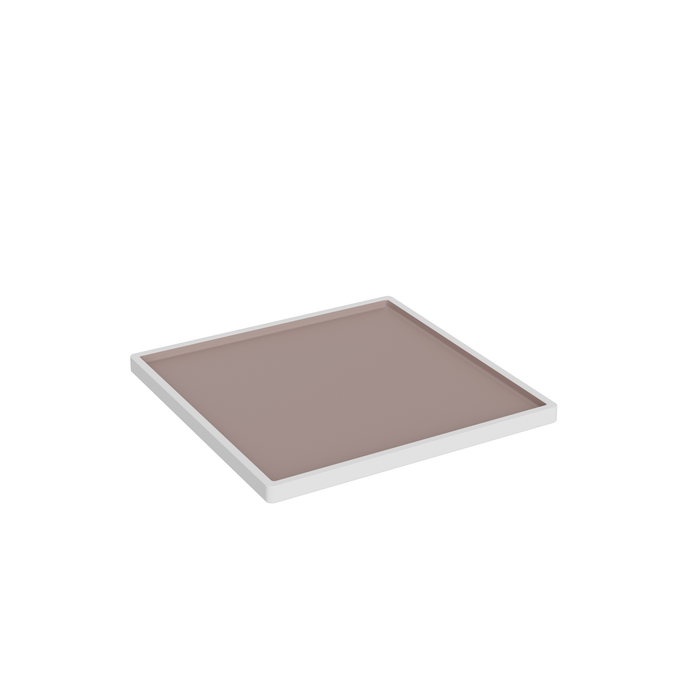 Trafalgar White and Taupe Melamine Square Plate