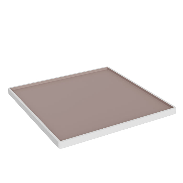 Trafalgar White and Taupe Melamine Small Square Plate 203x200x15mm