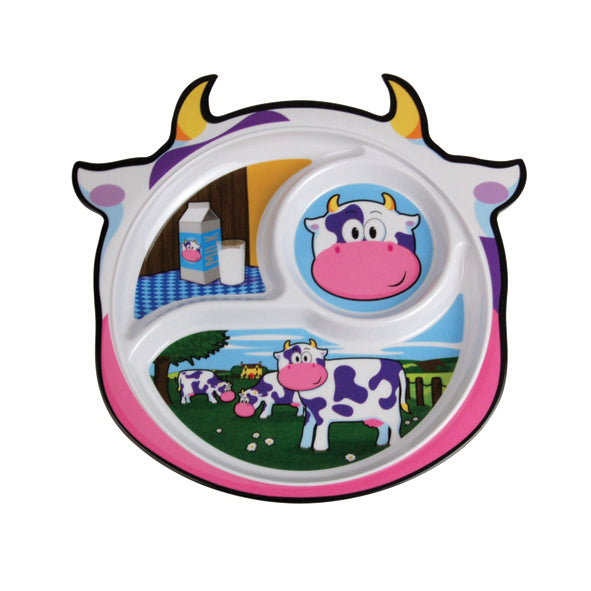 Cow Melamine Sectioned Plate 250x240mm