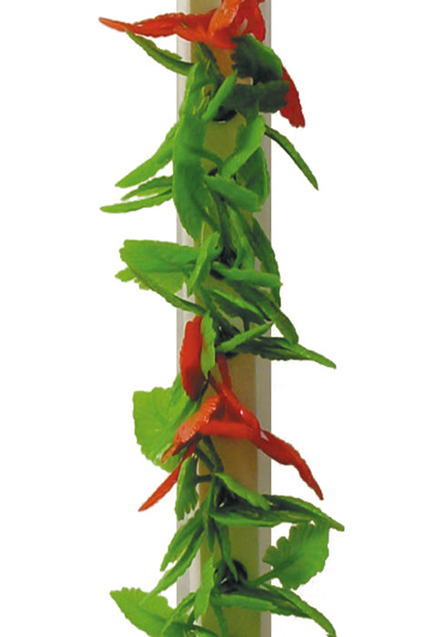 Red/Green Leaf Garnish White Base 250mm (12 Pack)