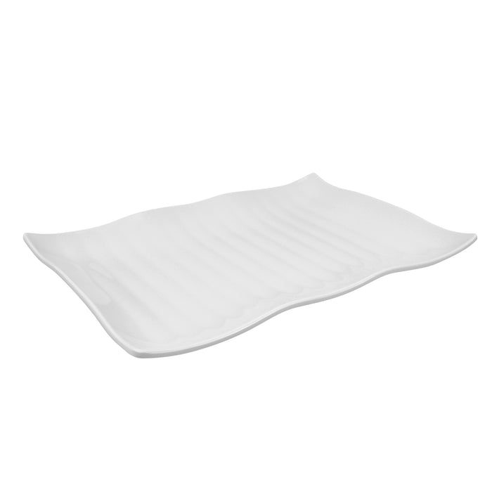 White Melamine Wavy Platter 420x295x40mm