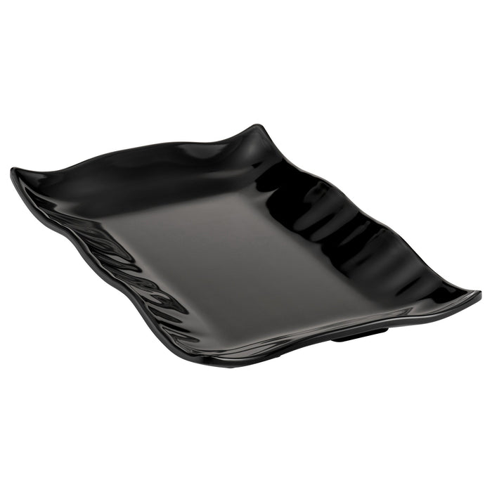 Black Melamine Flat Base Wavy Platter