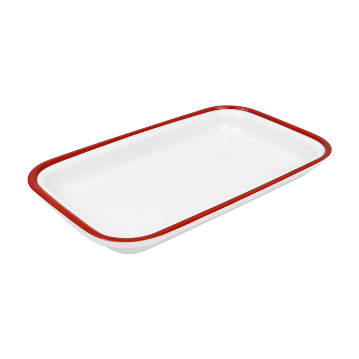 Red Enamelware Melamine 1/4 Size Gastro Tray