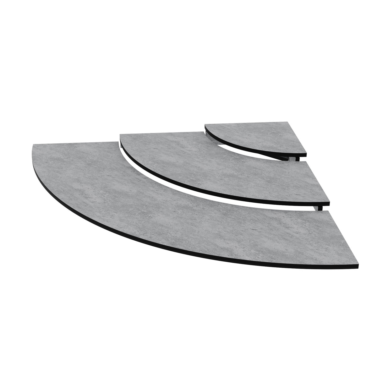 Grey HPL Three Tier Curved Riser Set 1/4 1124x100x795mm — Dalebrook
