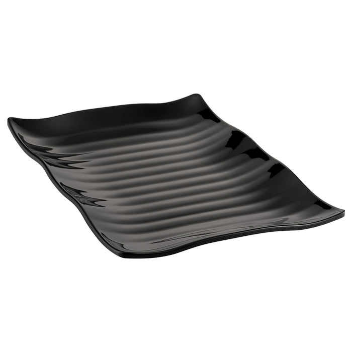 Black Melamine Wavy Platter 390x285x40mm