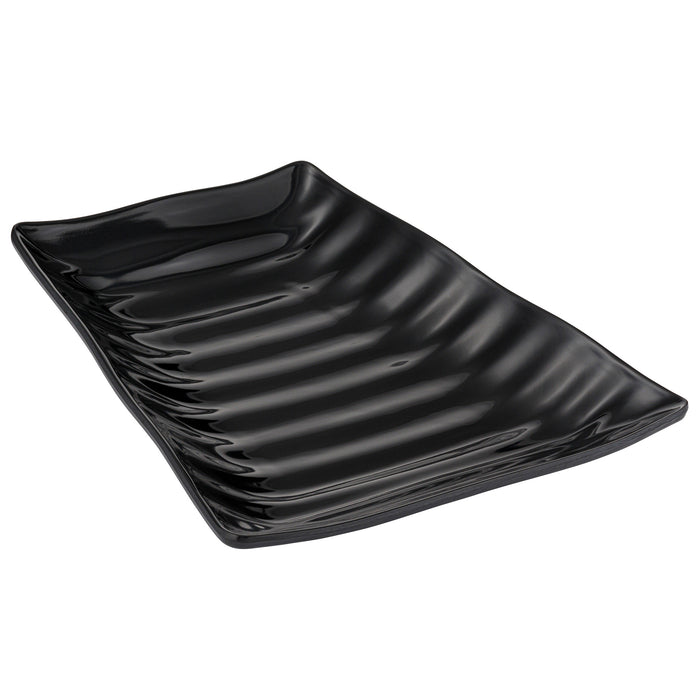 Black Melamine Curved Wavy Platter w/SF