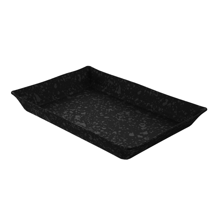 Black Melamine Mineral Crackle Crock 420x280x50mm