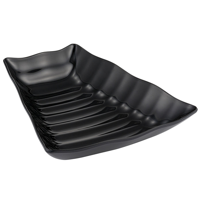 Black Melamine Deep Curved Wavy Platter w/SF