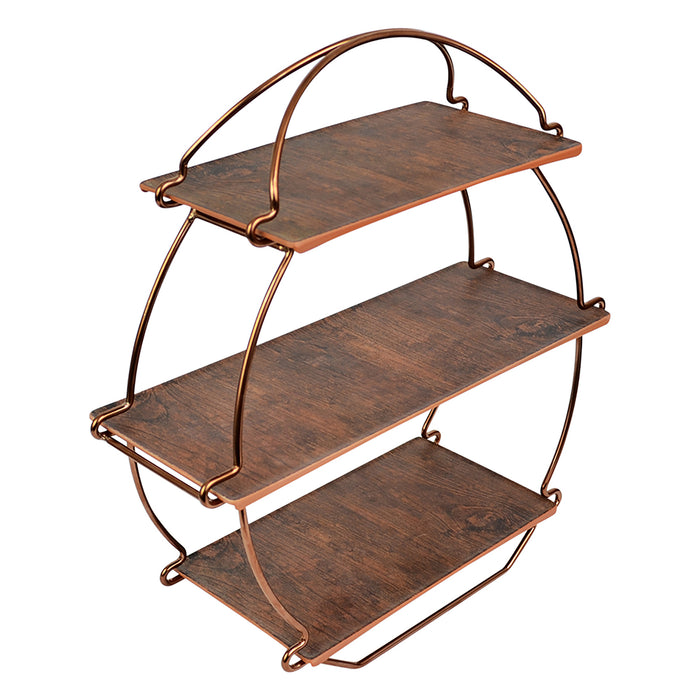 Rustic Wood & Copper Tea Stand 362x135x385mm