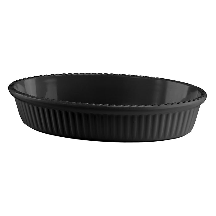 Black Melamine Fluted Oval Deli Tray 400x267x76mm