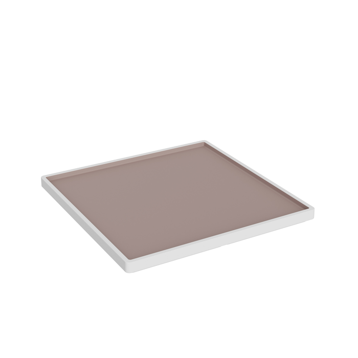 Trafalgar White and Taupe Melamine Square Plate