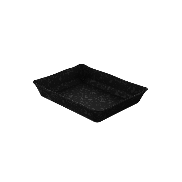 Black Melamine Mineral Crackle Crock 280x210x50mm