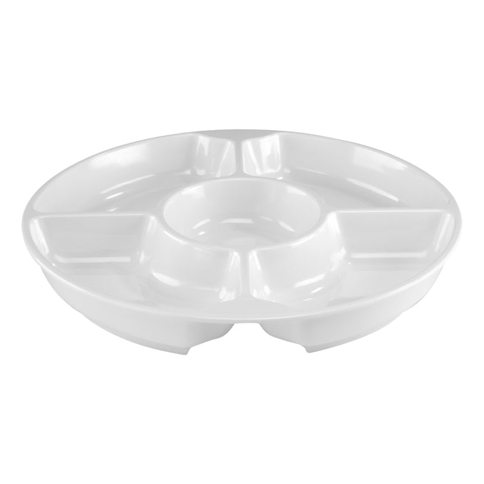 White Melamine Round 5 Section Server 470x70mm