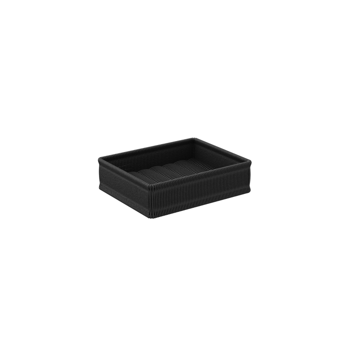 Black Poly Wicker H Basket 540 x 335 x 100mm