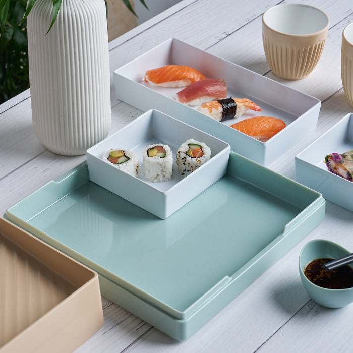 Beach Kiru Bento Set (With White Inserts) 253x253x95mm