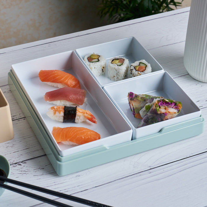 Beach Kiru Bento Set (With White Inserts) 253x253x95mm