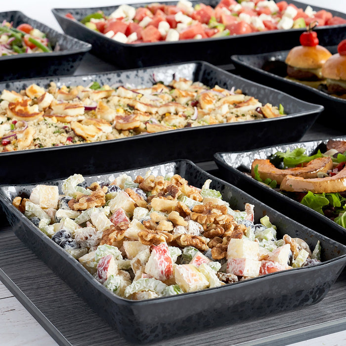 Black Melamine Mineral Crackle Crock 280x280x50mm