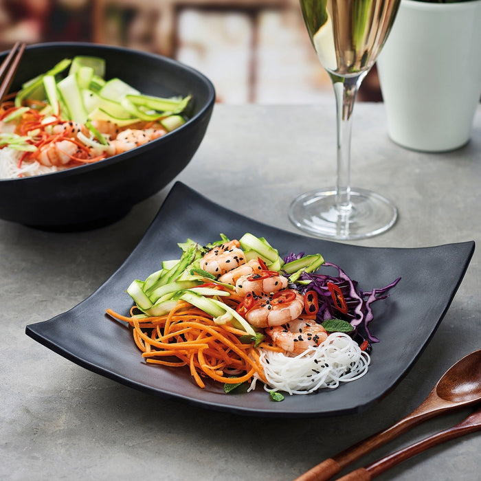 Pigment Noir Melamine Square Curved Plate